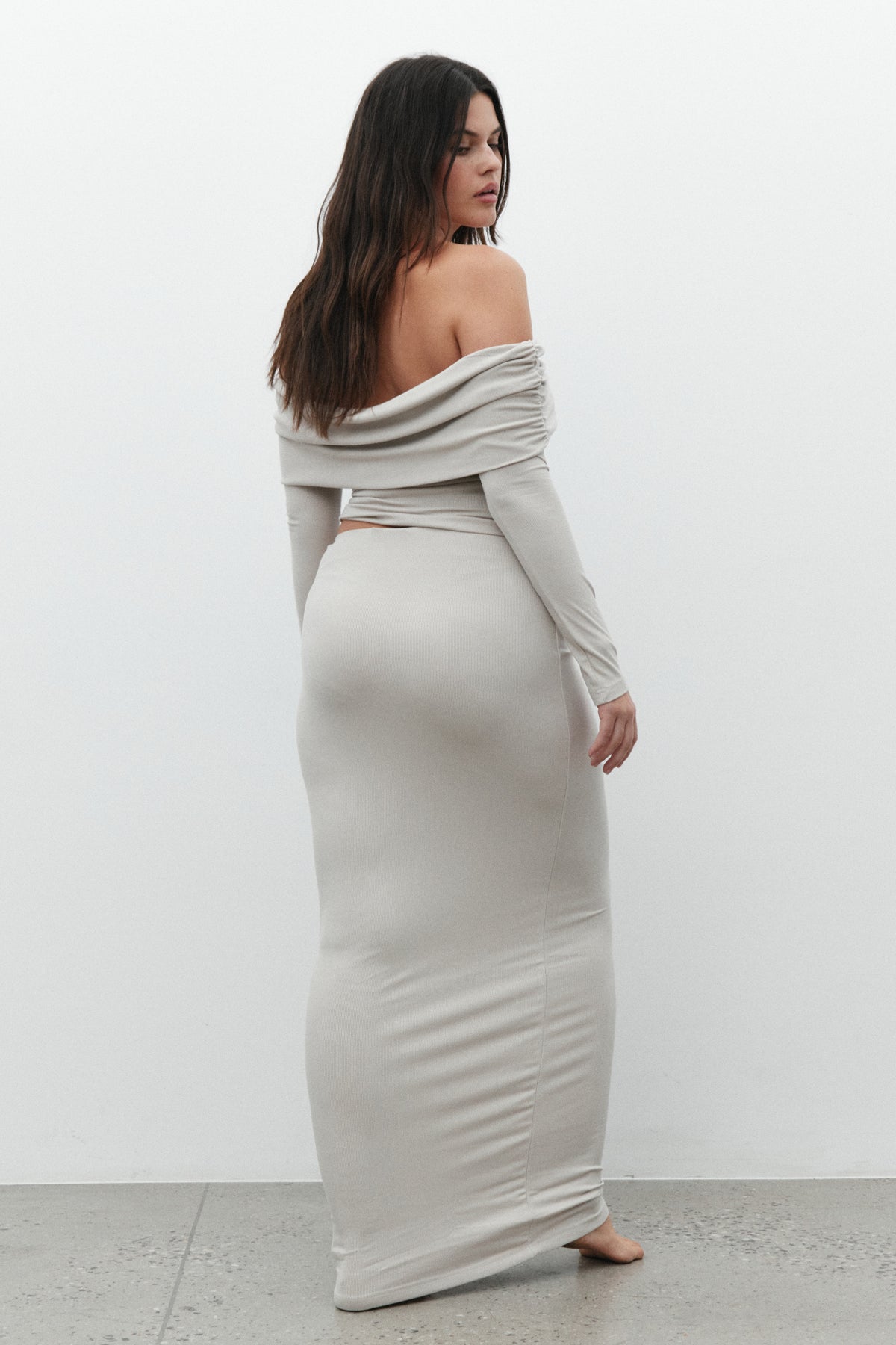 Eden Everyday Maxi Skirt in Oatmeal, view 4, Bayse Brand