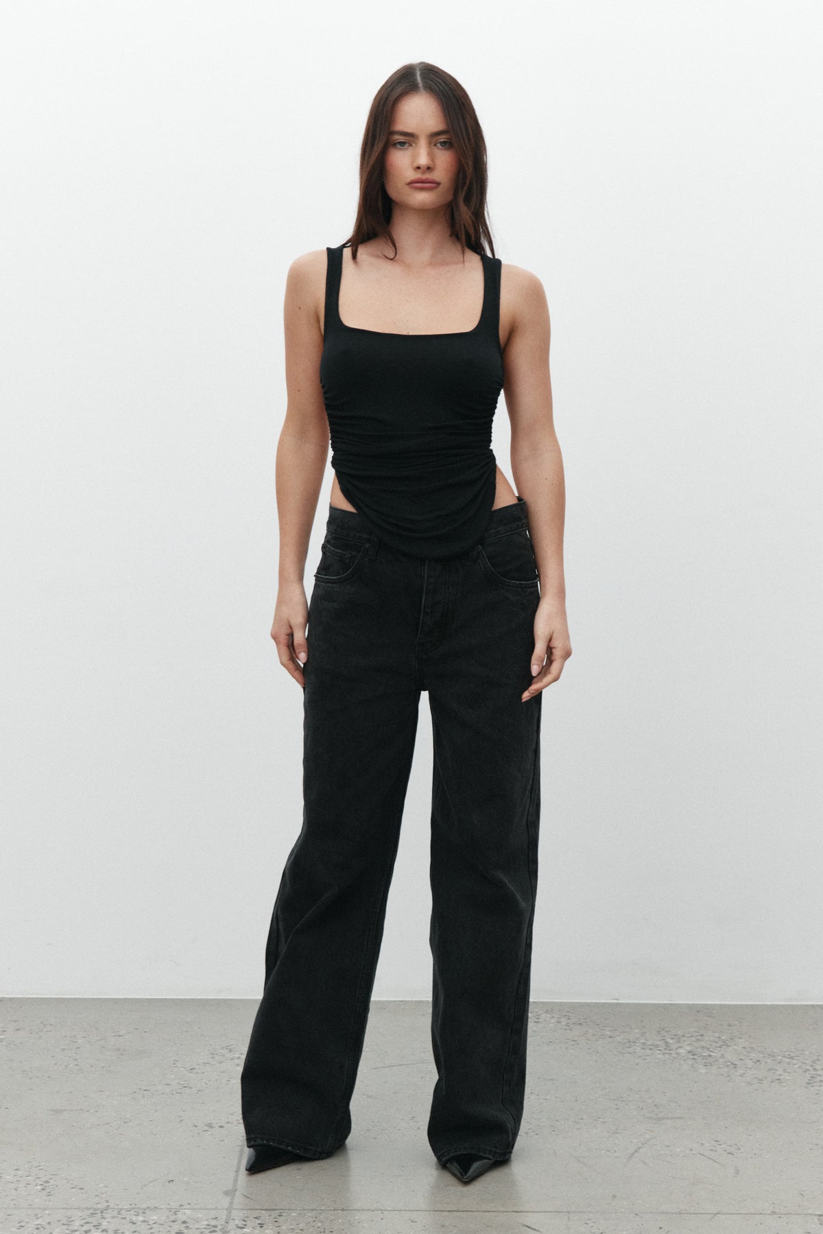 Nandita Square Neck Backless Top in Shadow, view 4, Bayse Brand