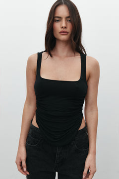 Nandita Square Neck Backless Top in Shadow, view 2, Bayse Brand