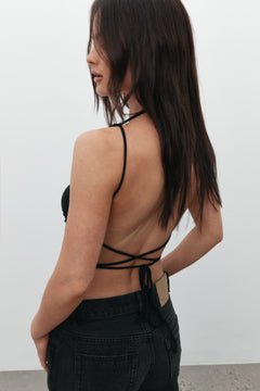 Nandita Square Neck Backless Top in Shadow, view 3, Bayse Brand