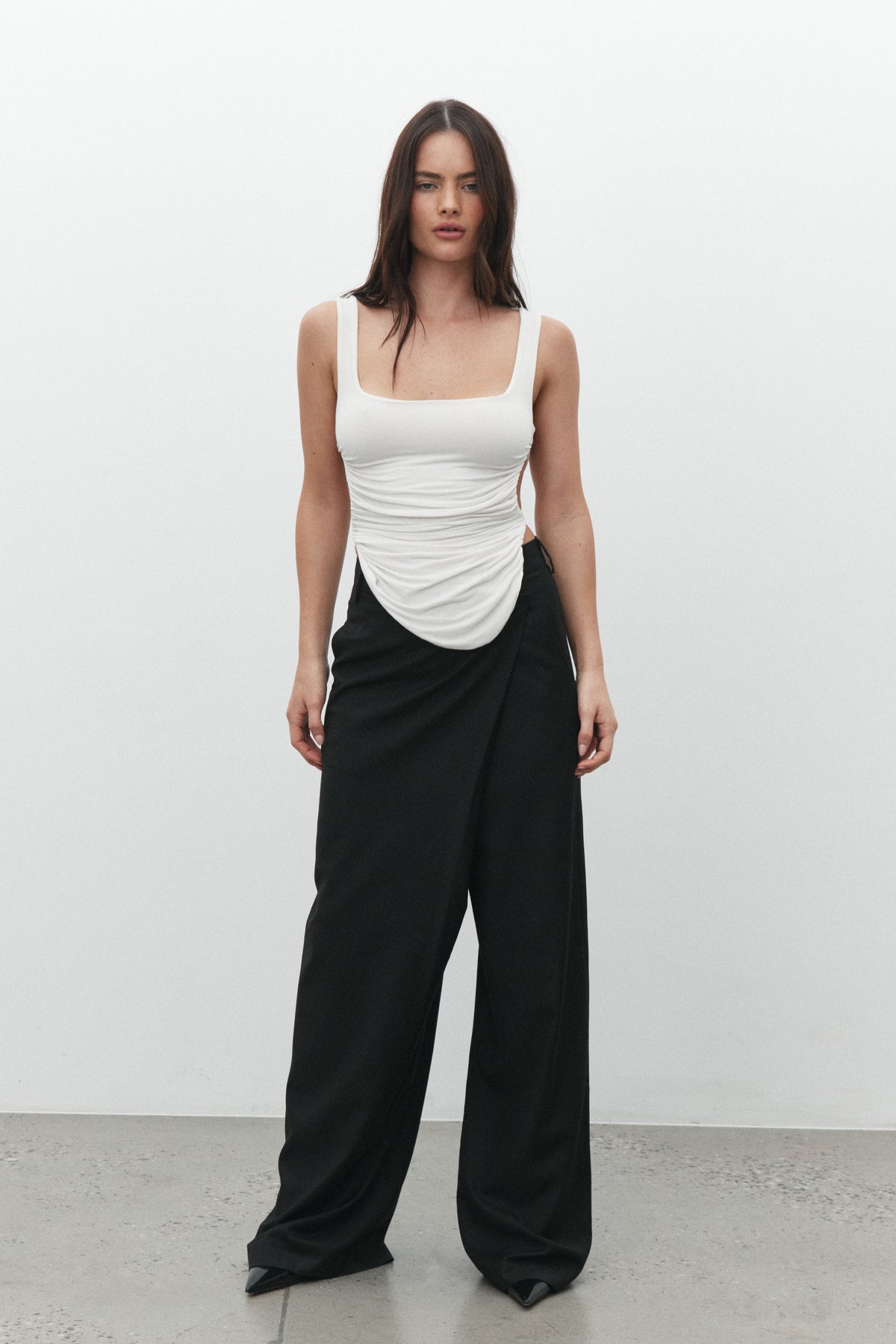 Nandita Square Neck Backless Top in Ivory, view 3, Bayse Brand