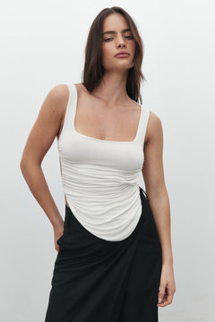 Nandita Square Neck Backless Top in Ivory, view 5, Bayse Brand