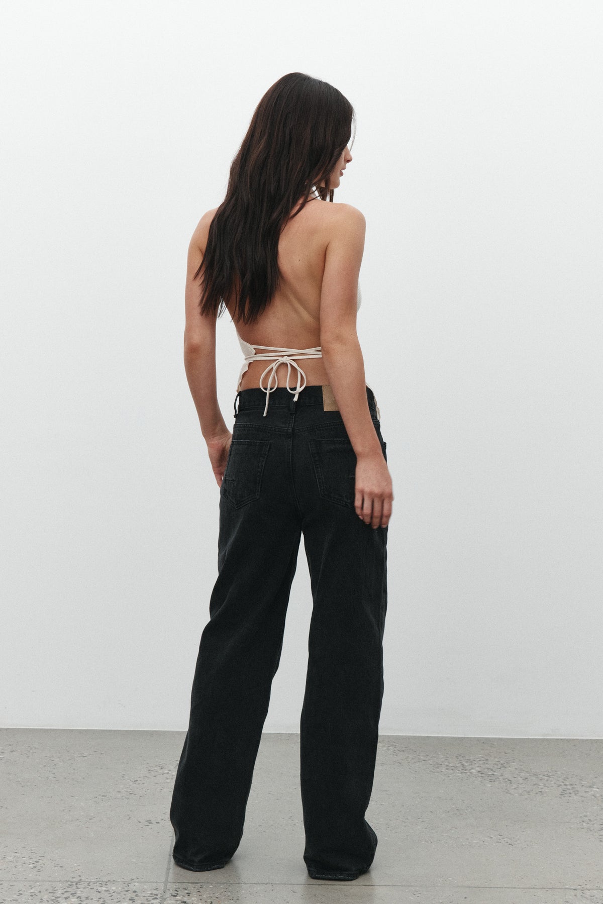 Cerise Cowl Neck Halter Top in Vanilla, view 2, Bayse Brand