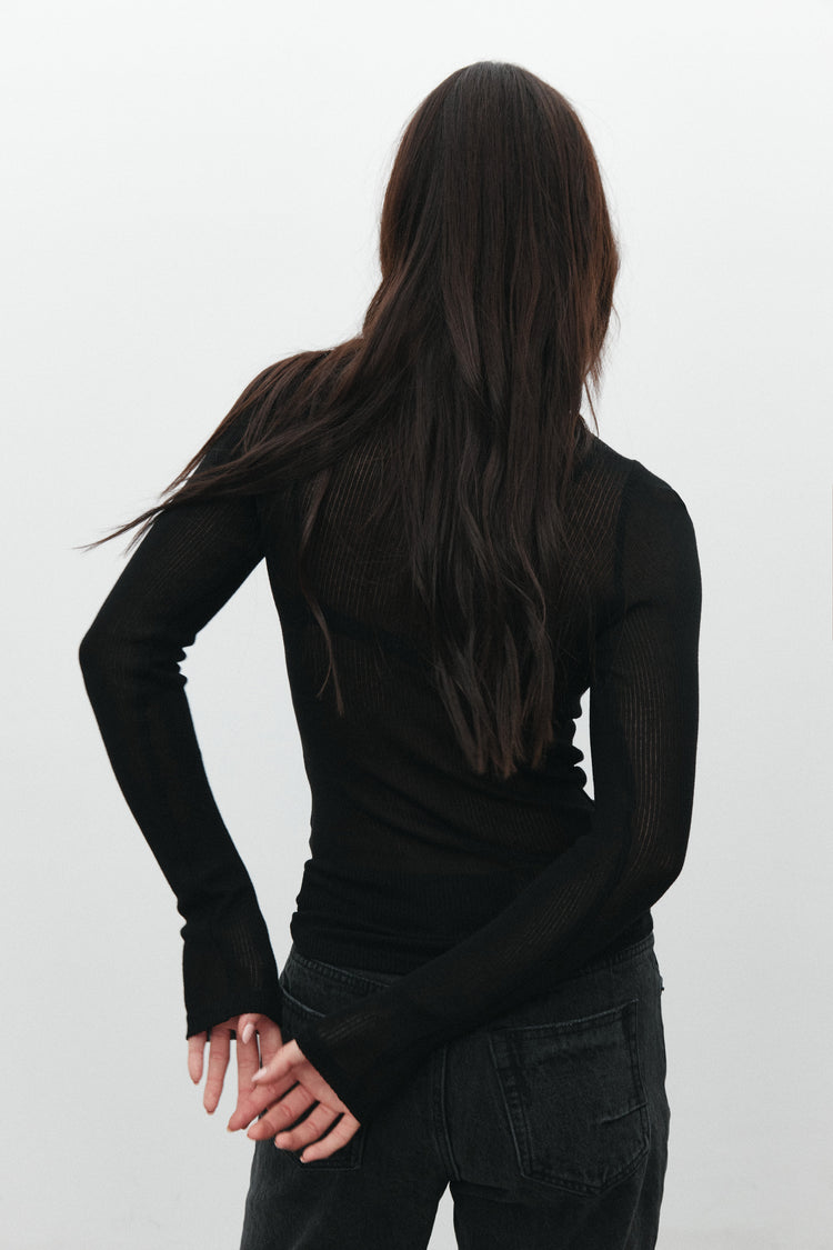 MYLES CREW NECK TOP - BLACK