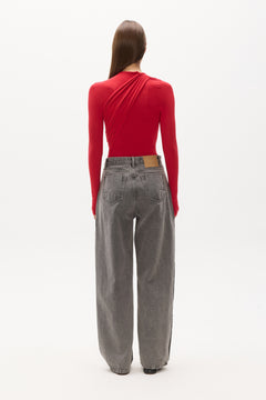 Araya Crossover Bodysuit in Garnet, view 4, Bayse Brand