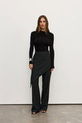Ariya Draped Long Sleeve Bodysuit in Shadow, view 1, Bayse Brand