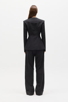 Ayla Tailored Square Neck Blazer in Black, view 4, Bayse Brand
