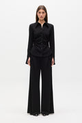 Adaia Mid Rise Wide Leg Pant in Black, view 1, Bayse Brand
