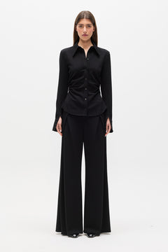Adaia Mid Rise Wide Leg Pant in Black, view 1, Bayse Brand