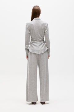 Adaia Stretch Jersey Shirt Top in Grey Marle, view 4, Bayse Brand