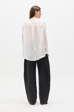 Anouk Sheer Draped Scarf Top in White, view 4, Bayse Brand