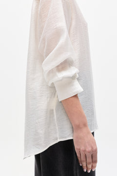 Anouk Sheer Draped Scarf Top in White, view 3, Bayse Brand