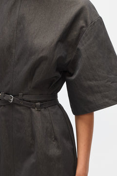 Arna Belted Mini Dress in Ash Twill, view 4, Bayse Brand