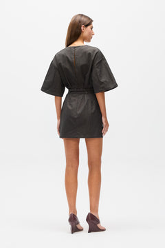Arna Belted Mini Dress in Ash Twill, view 5, Bayse Brand