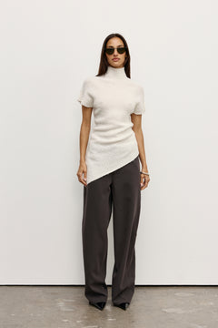 Bailey Low Rise Barrel Leg Pant in Charcoal, view 1, Bayse Brand