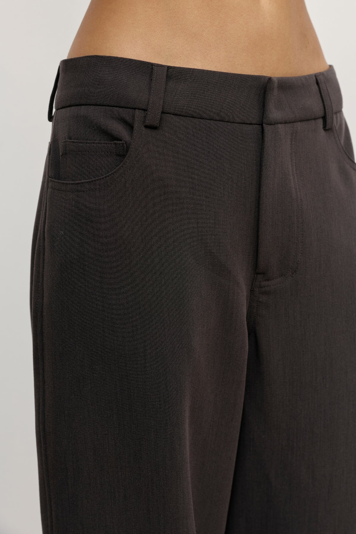 Bailey Low Rise Barrel Leg Pant in Charcoal, view 2, Bayse Brand