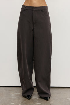 Bailey Low Rise Barrel Leg Pant in Charcoal, view 3, Bayse Brand
