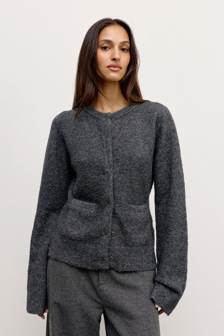 BEATRICE CARDIGAN - DARK HEATHER GREY