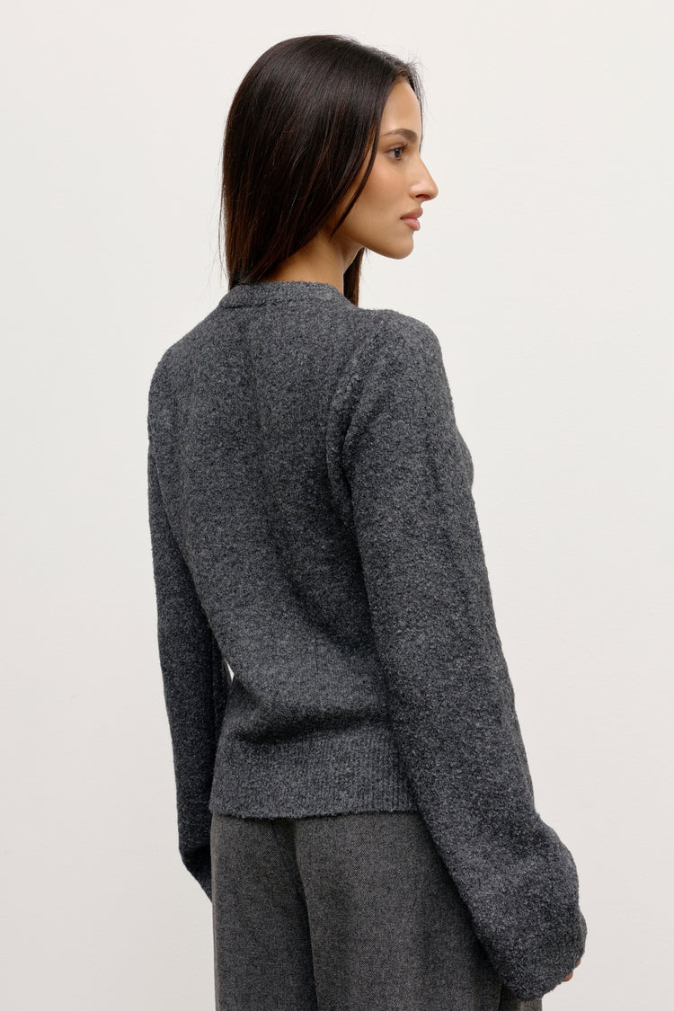 BEATRICE CARDIGAN - DARK HEATHER GREY