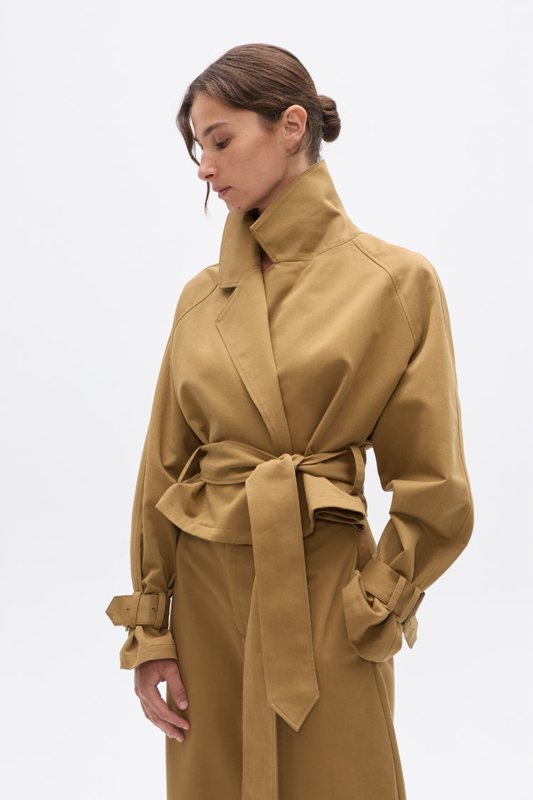 BRIAR CROPPED TRENCH - KHAKI