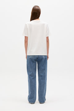 Bella Relaxed Crew Neck T-Shirt in Ivory, view 4, Bayse Brand