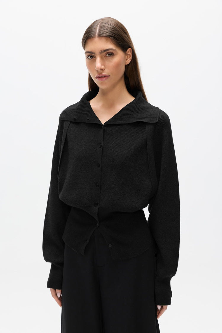 VIOLETTE KNIT CARDIGAN - BLACK