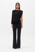 Birdie Draped Sleeveless Bodysuit in Shadow, view 1, Bayse Brand