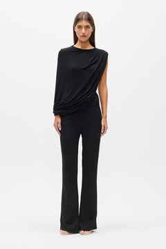 Birdie Draped Sleeveless Bodysuit in Shadow, view 1, Bayse Brand