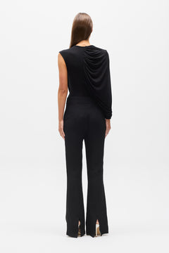 Birdie Draped Sleeveless Bodysuit in Shadow, view 4, Bayse Brand