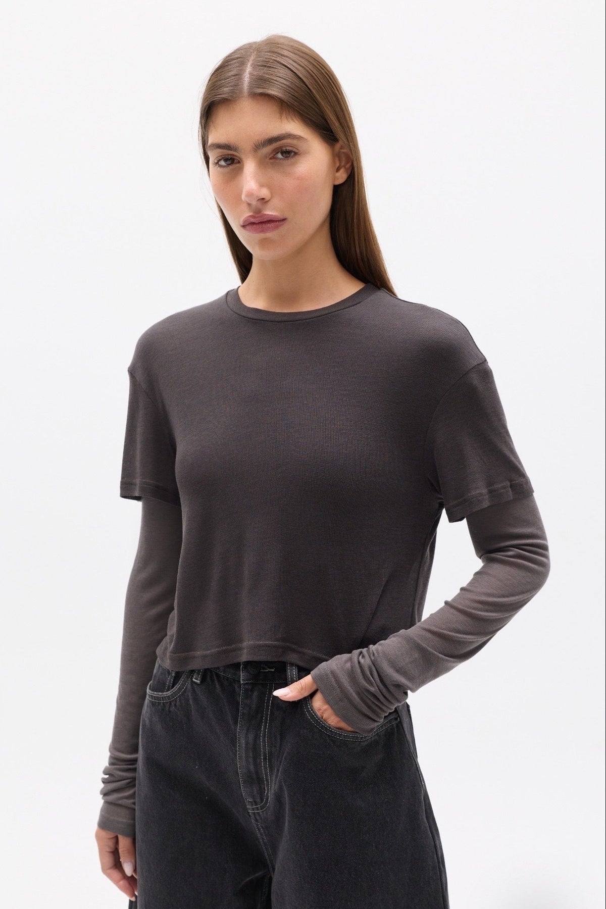 CALENIA TOP - DARK GREY