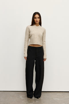 Claudia Cropped Boucle V Neck Knit in Urchin, view 1, Bayse Brand
