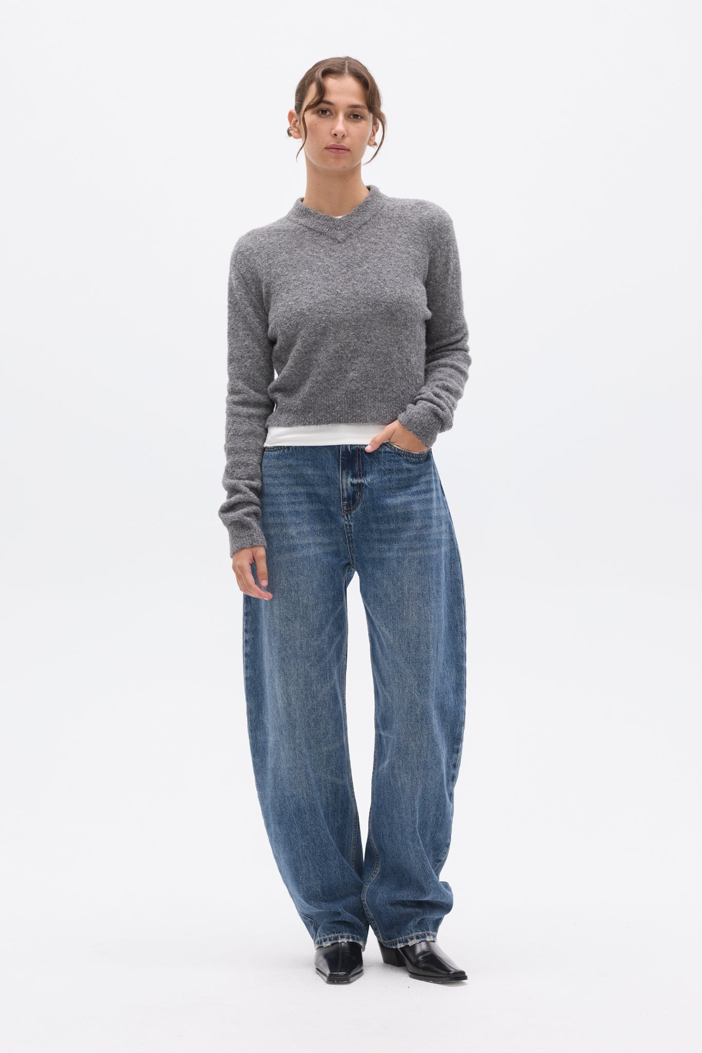 CLAUDIA V KNIT - GREY