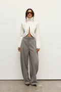 Clement Cropped Turtleneck Knit Top in White, view 1, Bayse Brand
