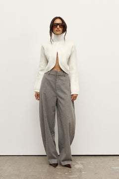 Clement Cropped Turtleneck Knit Top in White, view 1, Bayse Brand