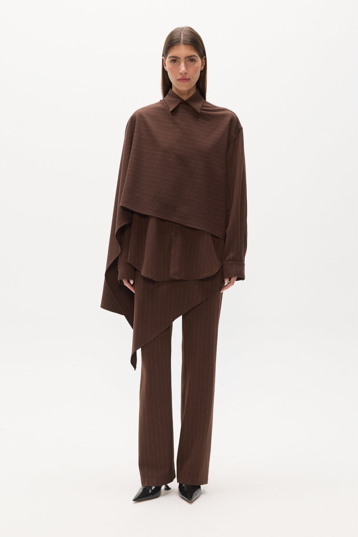 COVA SHIRT - BROWN PINSTRIPE