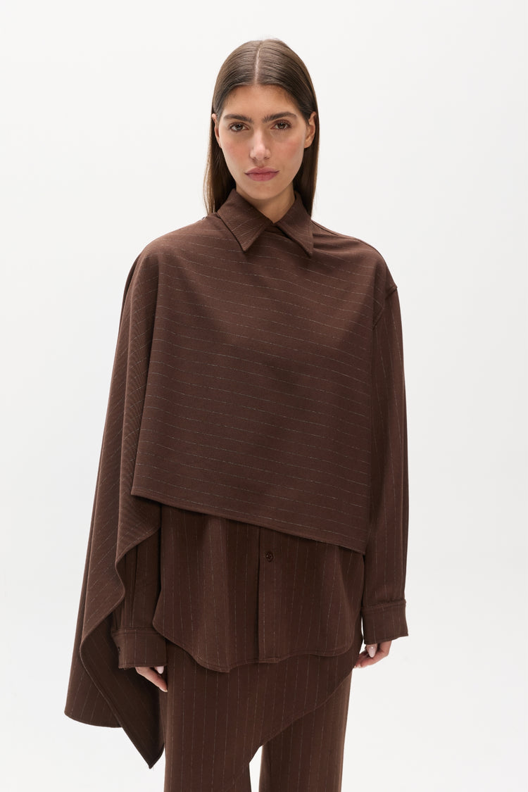 COVA SHIRT - BROWN PINSTRIPE