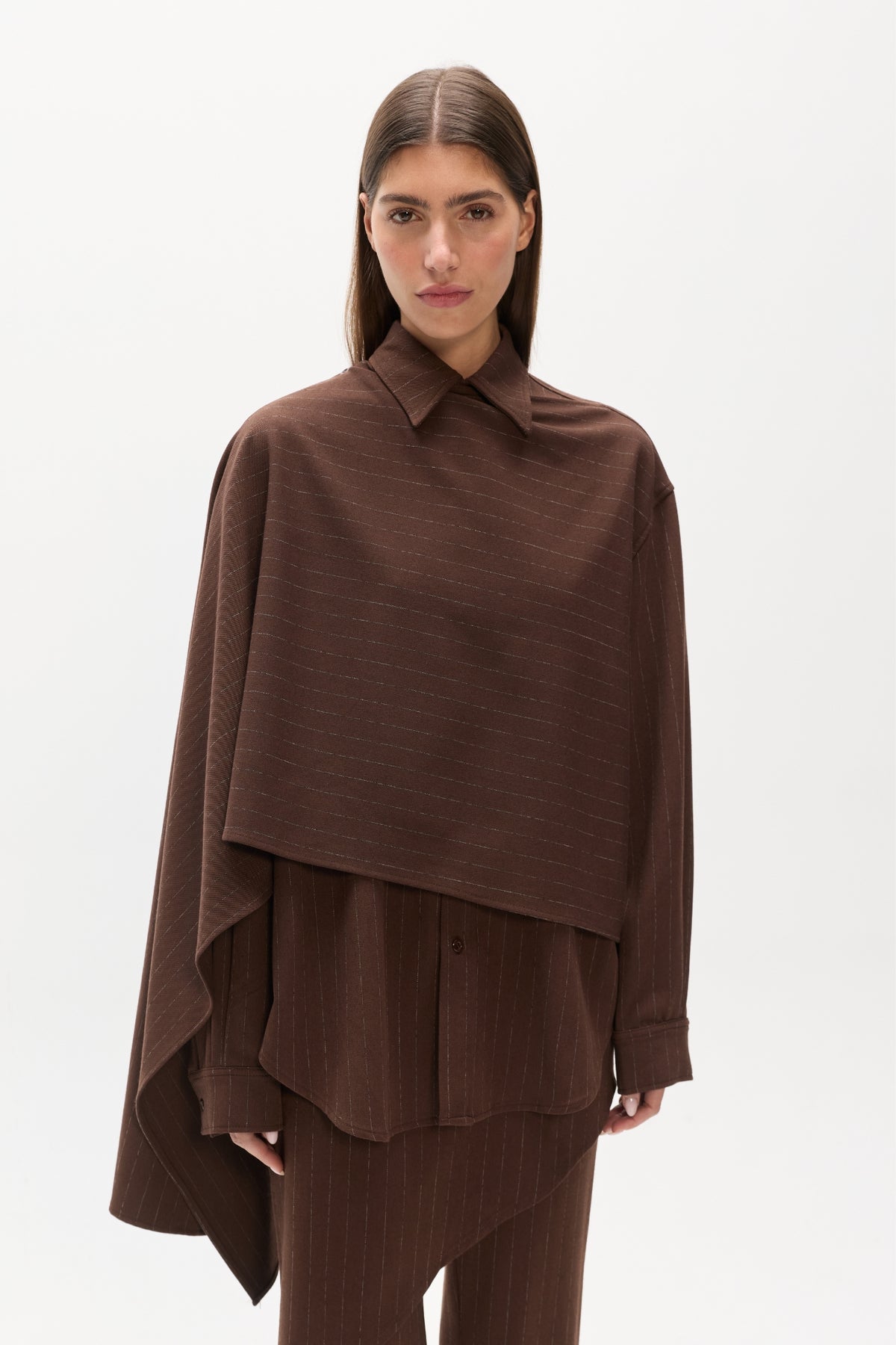 COVA SHIRT - BROWN PINSTRIPE