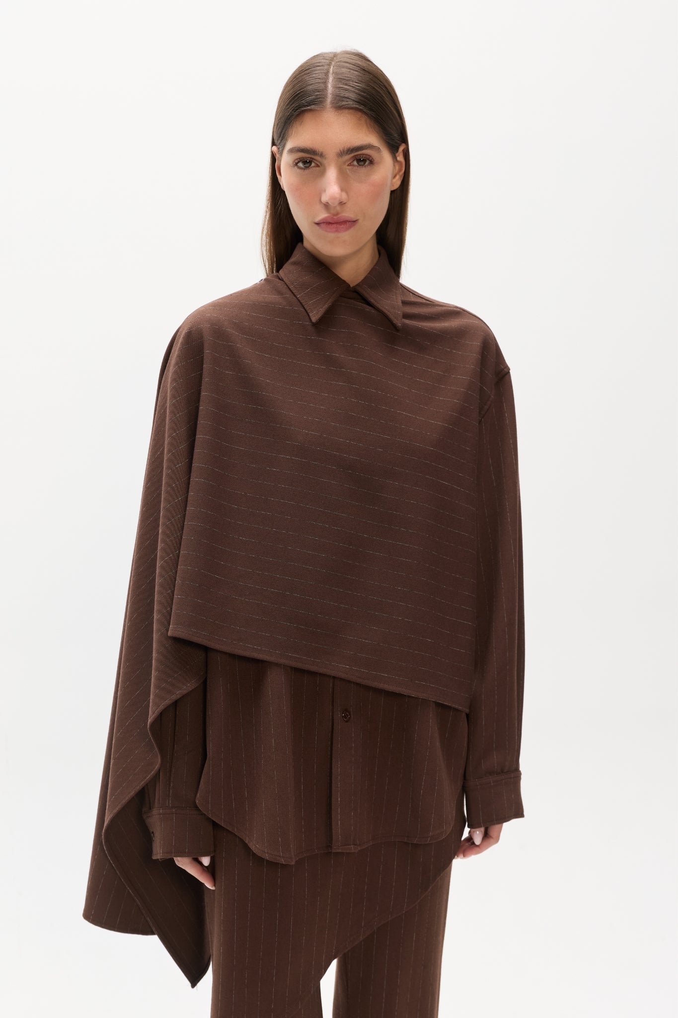 COVA SHIRT - BROWN PINSTRIPE