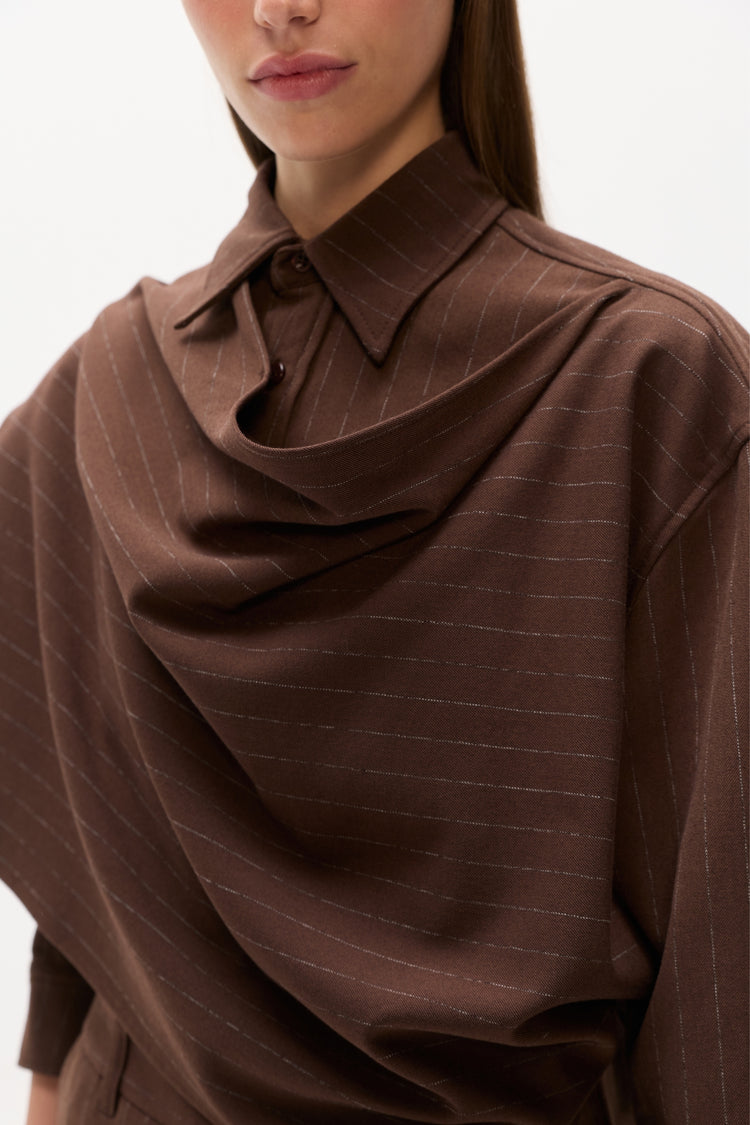 COVA SHIRT - BROWN PINSTRIPE