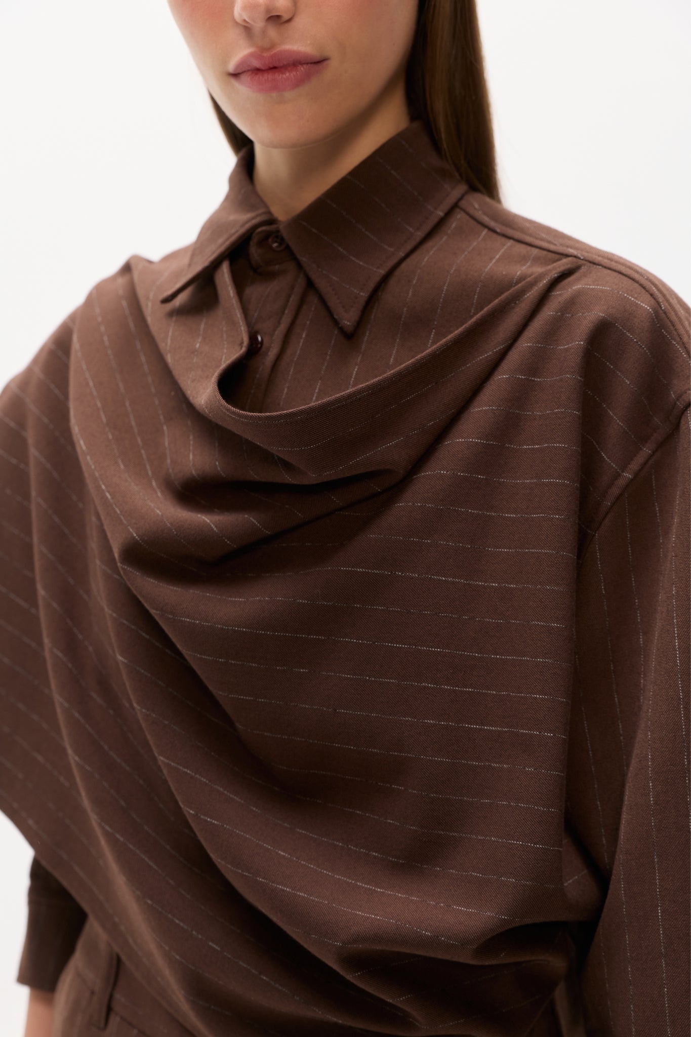 COVA SHIRT - BROWN PINSTRIPE