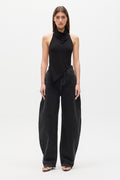 Cherry Cowl Neck Halter Top in Shadow, view 1, Bayse Brand