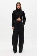 Clement Cropped Turtleneck Knit Top in Black, view 1, Bayse Brand