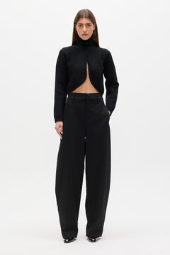 Clement Cropped Turtleneck Knit Top in Black, view 1, Bayse Brand