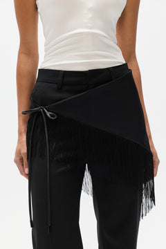 Dravenna Reversible Fringe Scarf in Black, view 1, Bayse Brand