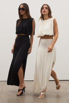 Contessa Pleated Skirt in Black, view 3, Bayse Brand