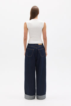 Elara Ribbed Crew Neck T-Shirt in White, view 4, Bayse Brand