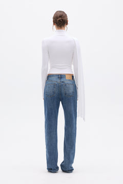 Estelle Draped Overlay High Neck Top in White, view 4, Bayse Brand