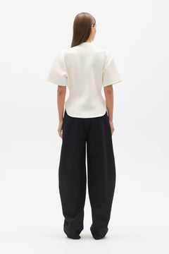 Esther Structured Mock Neck T-Shirt in White, view 4, Bayse Brand