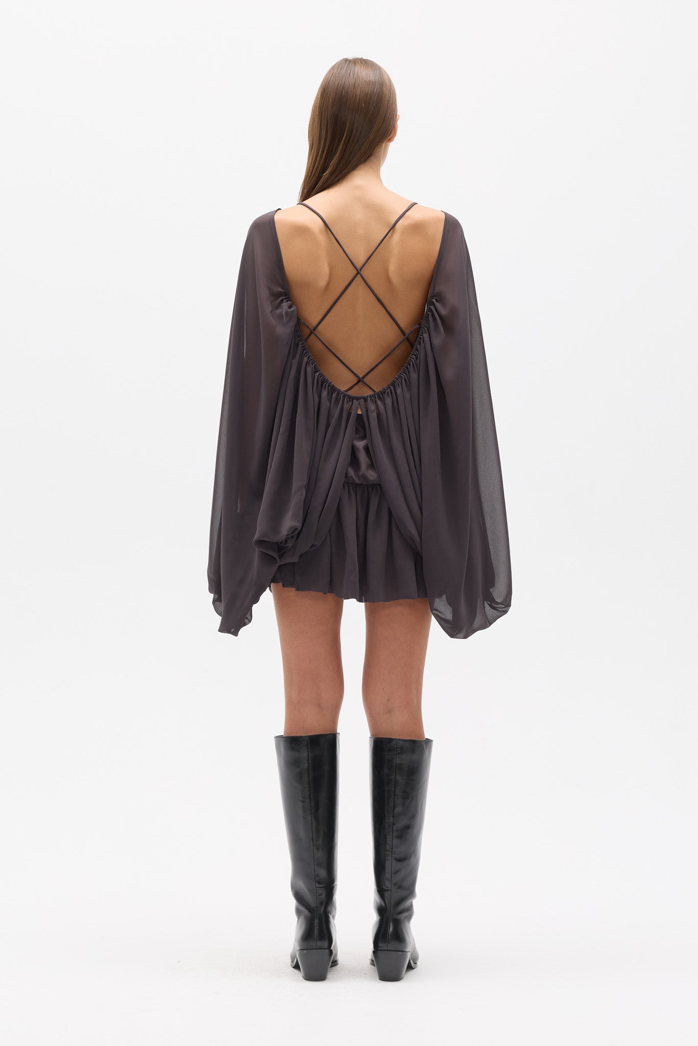 EVARIEL MINI DRESS - TRUFFLE