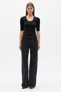 Nova Scoop Neck Tee in Black, view 1, Bayse Brand